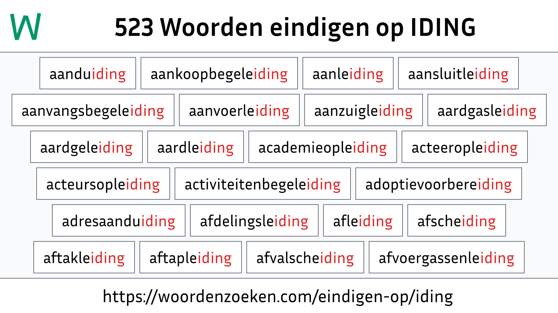 Woorden eindigen op IDING