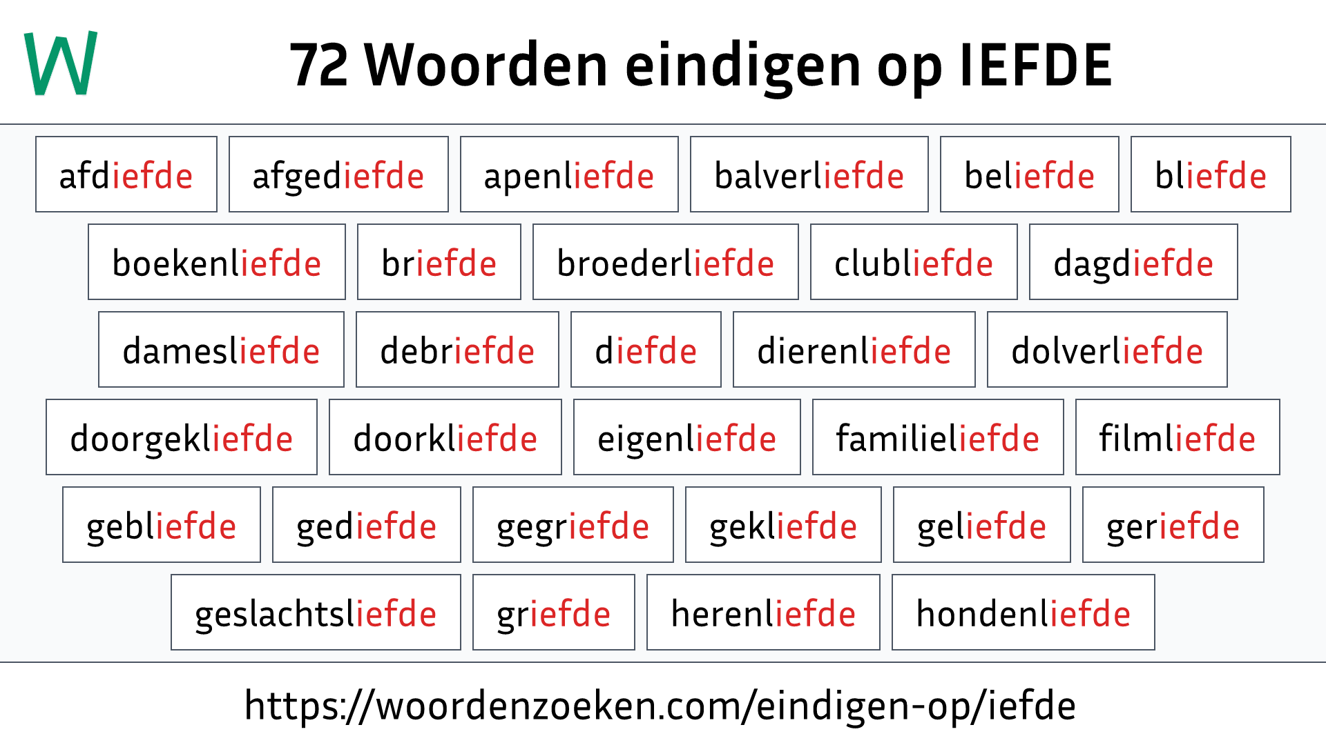 Woorden eindigen op IEFDE