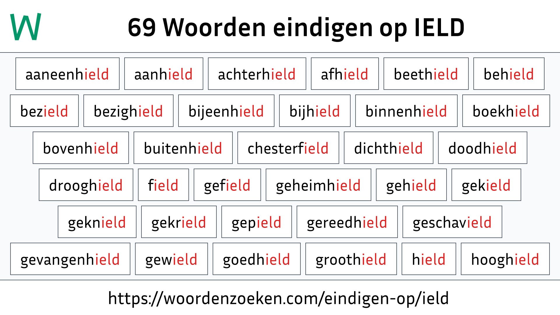 Woorden eindigen op IELD