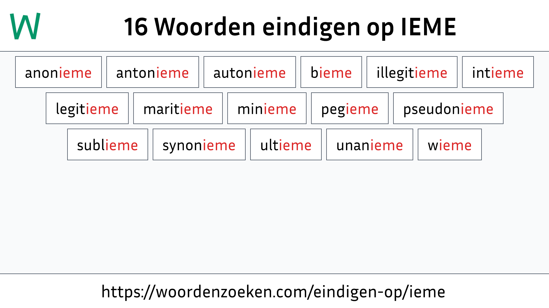 Woorden eindigen op IEME