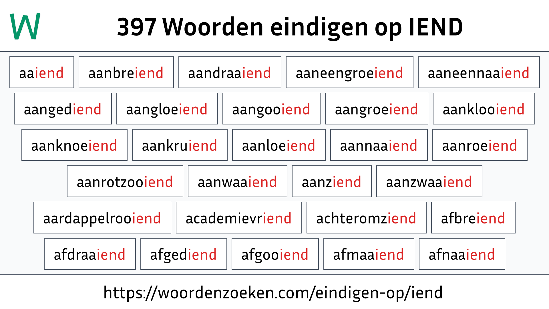 Woorden eindigen op IEND