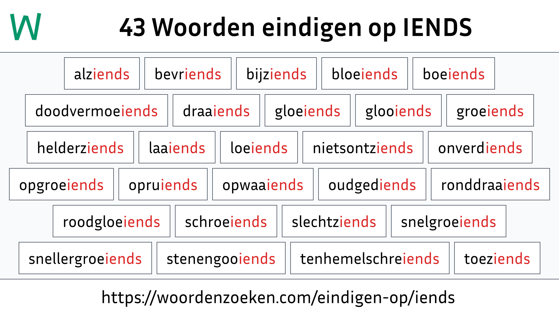 Woorden eindigen op IENDS