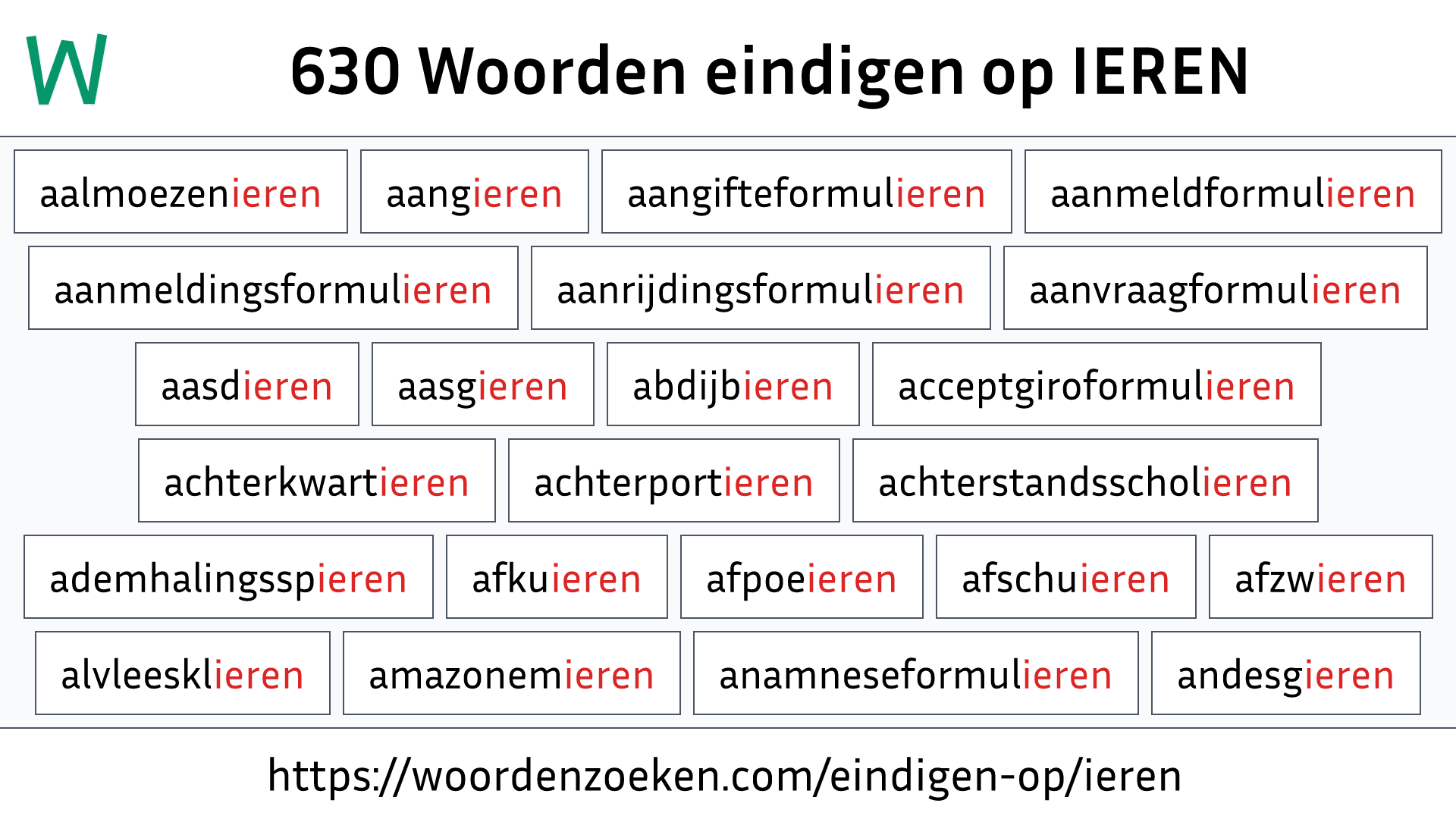 Woorden eindigen op IEREN