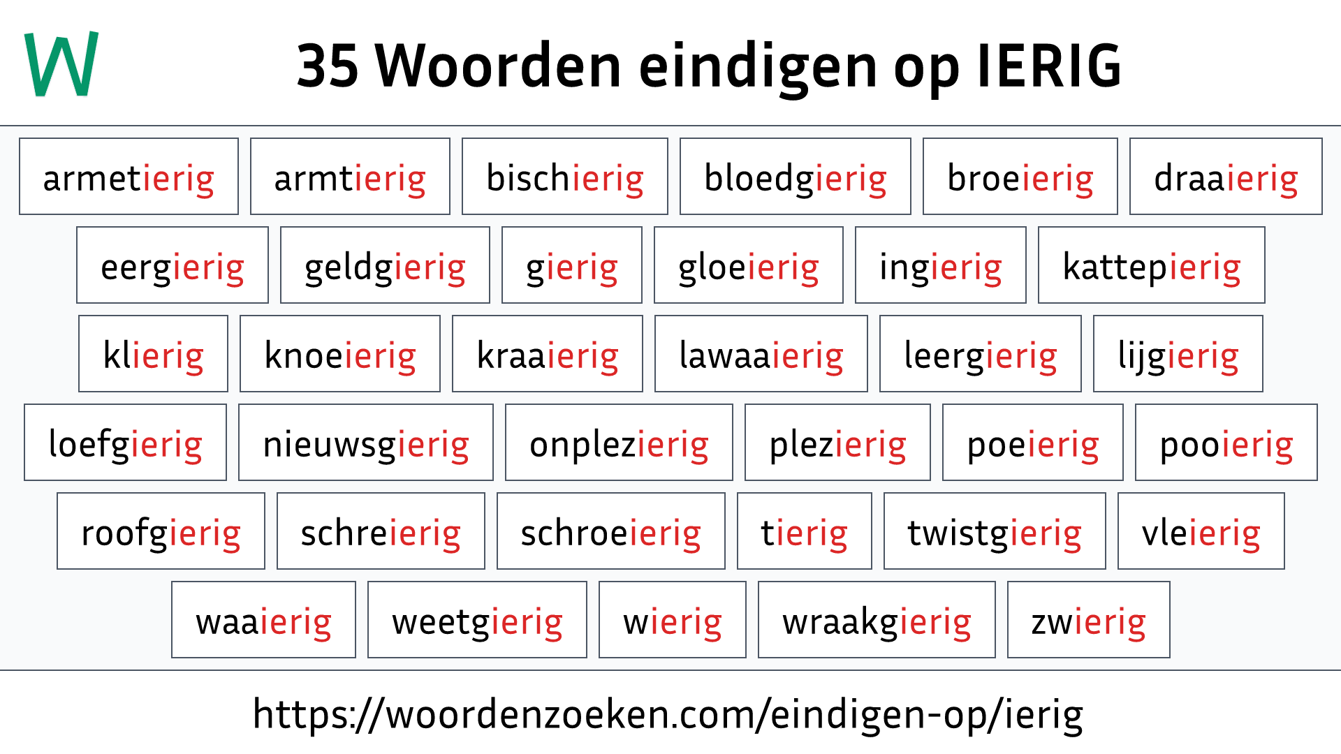 Woorden eindigen op IERIG