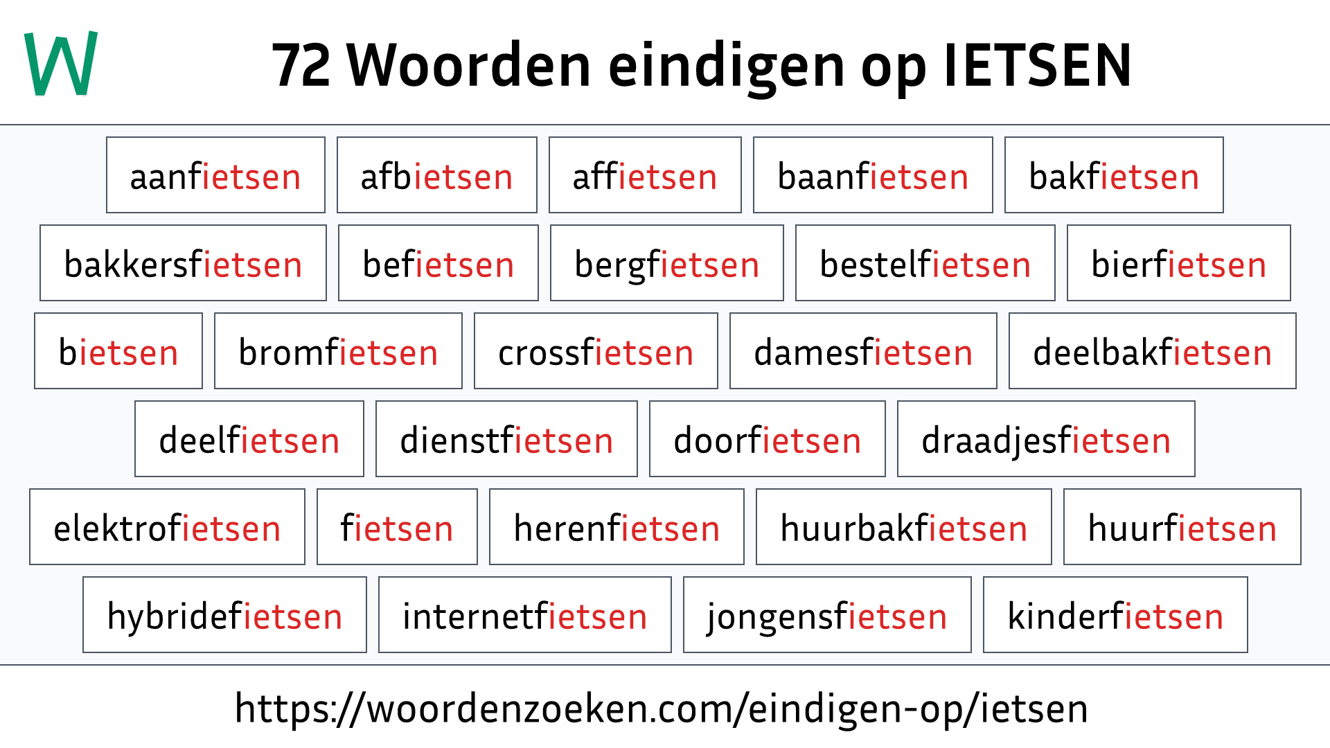 Woorden eindigen op IETSEN