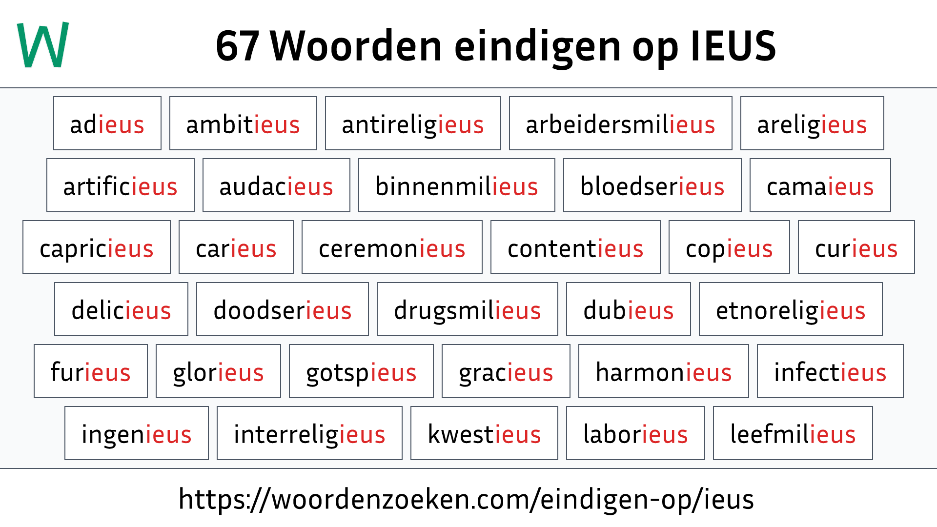 Woorden eindigen op IEUS