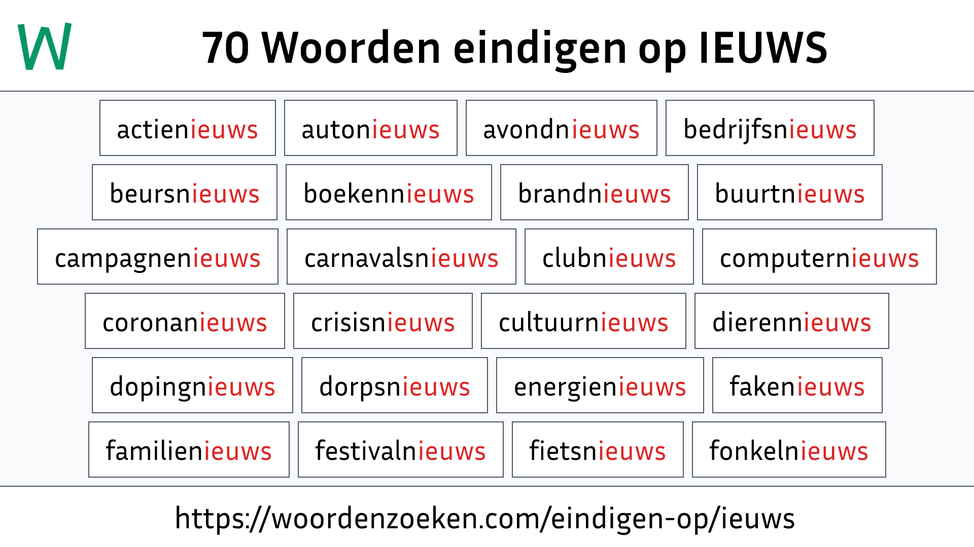Woorden eindigen op IEUWS