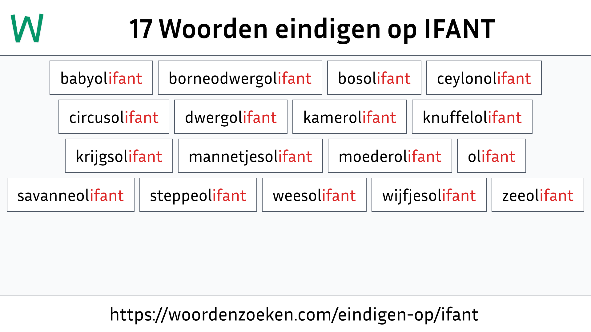 Woorden eindigen op IFANT