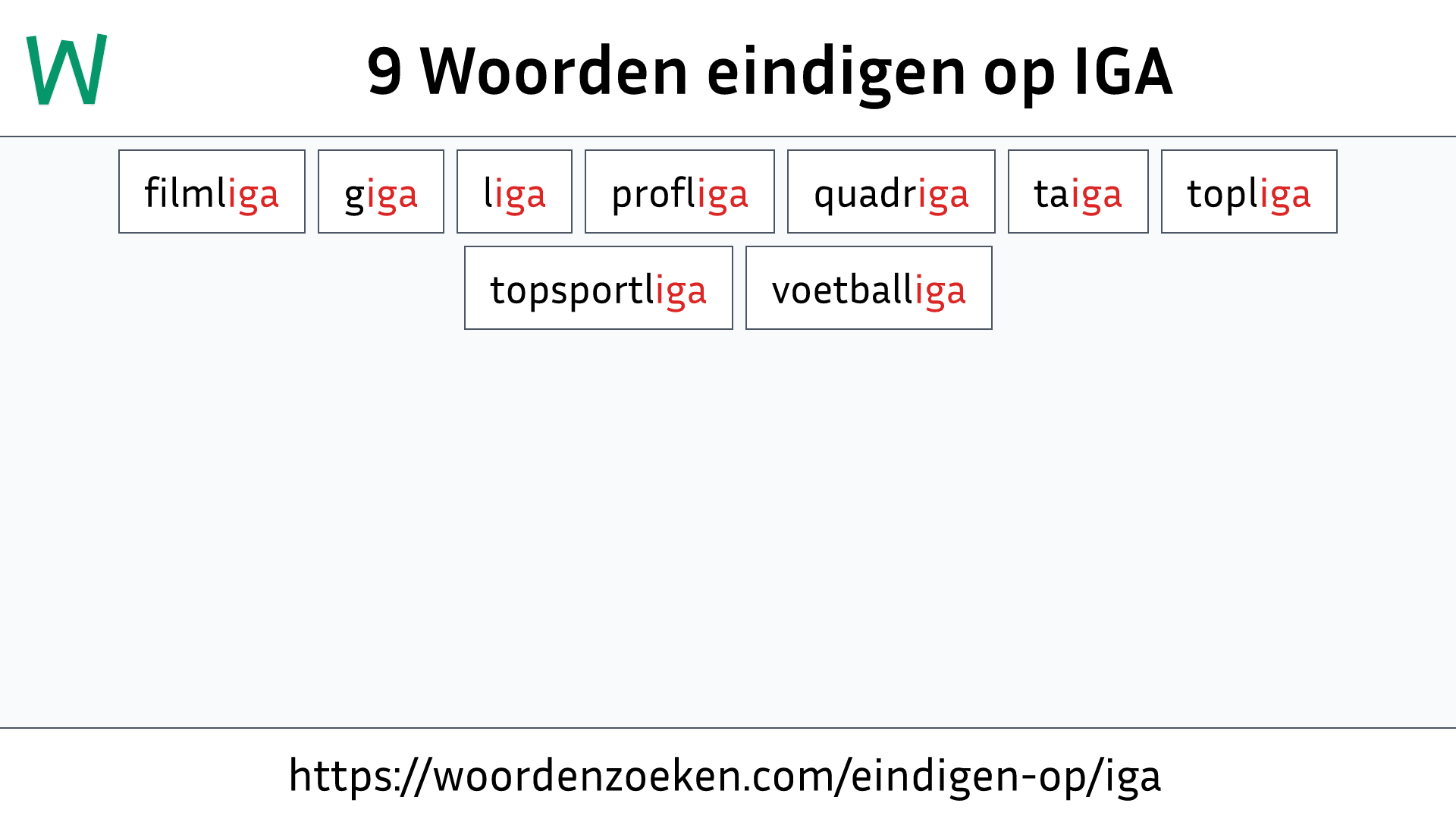 Woorden eindigen op IGA