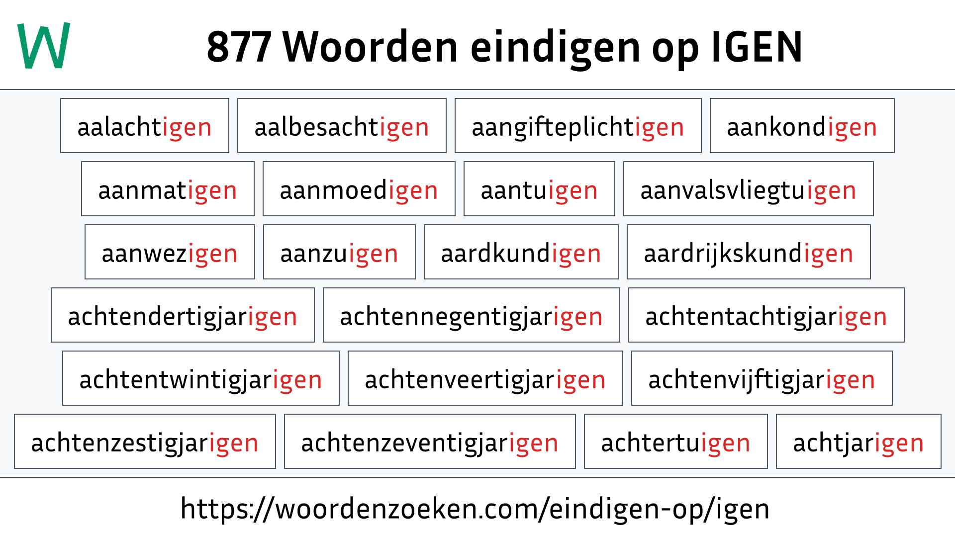 Woorden eindigen op IGEN