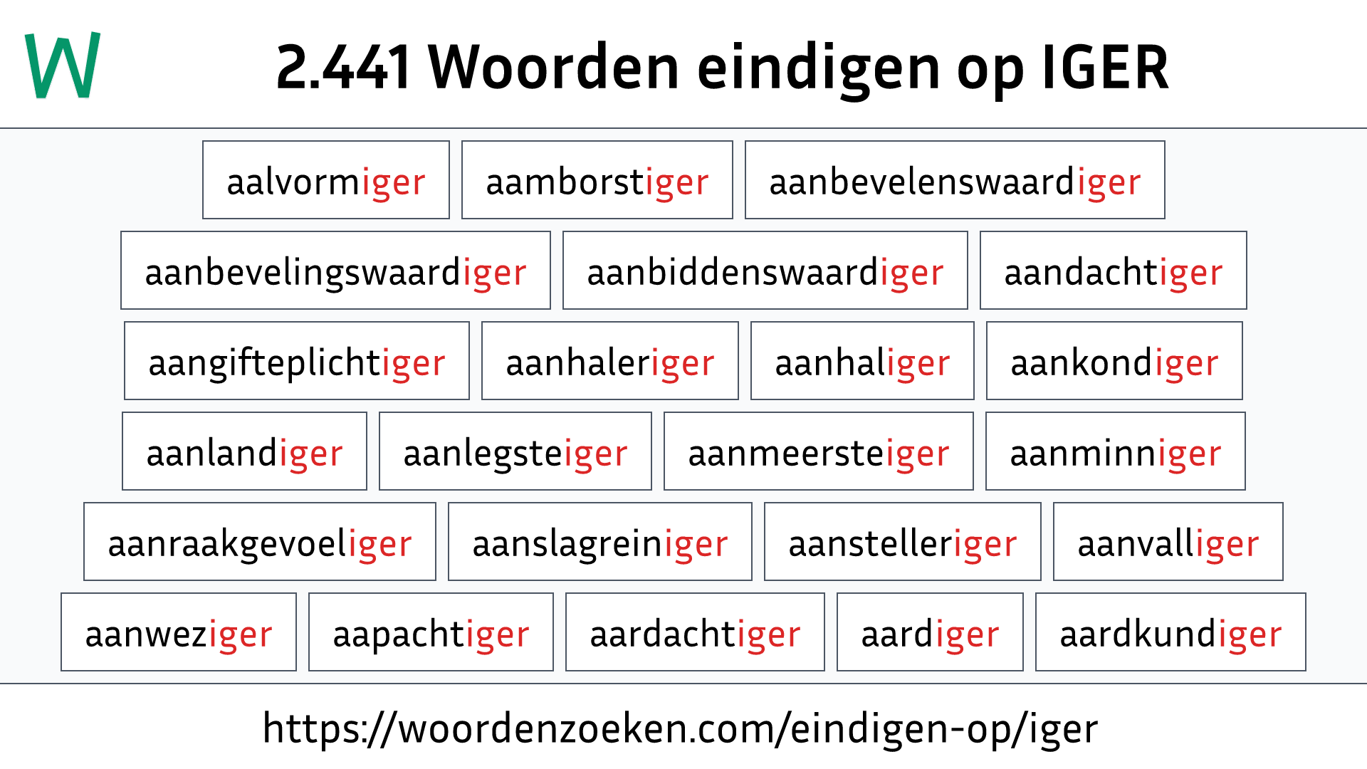 Woorden eindigen op IGER