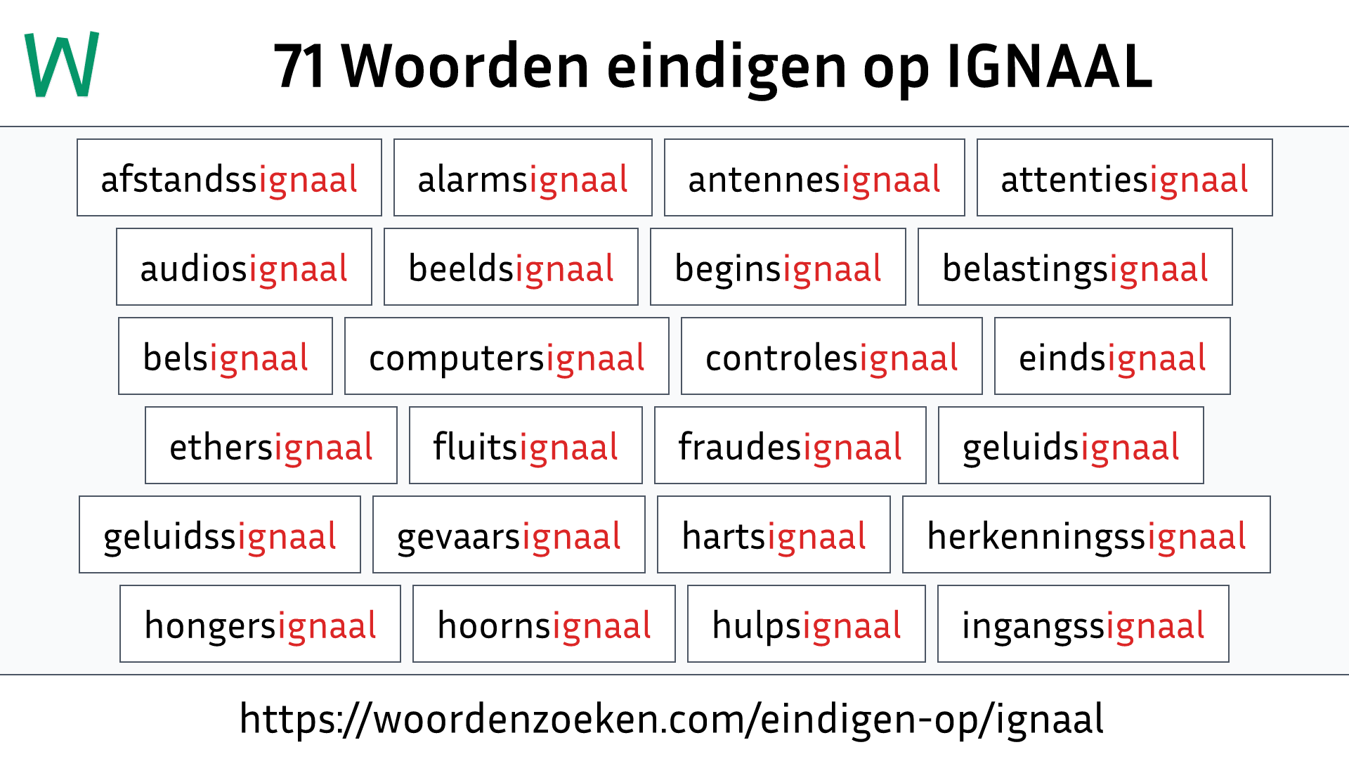 Woorden eindigen op IGNAAL