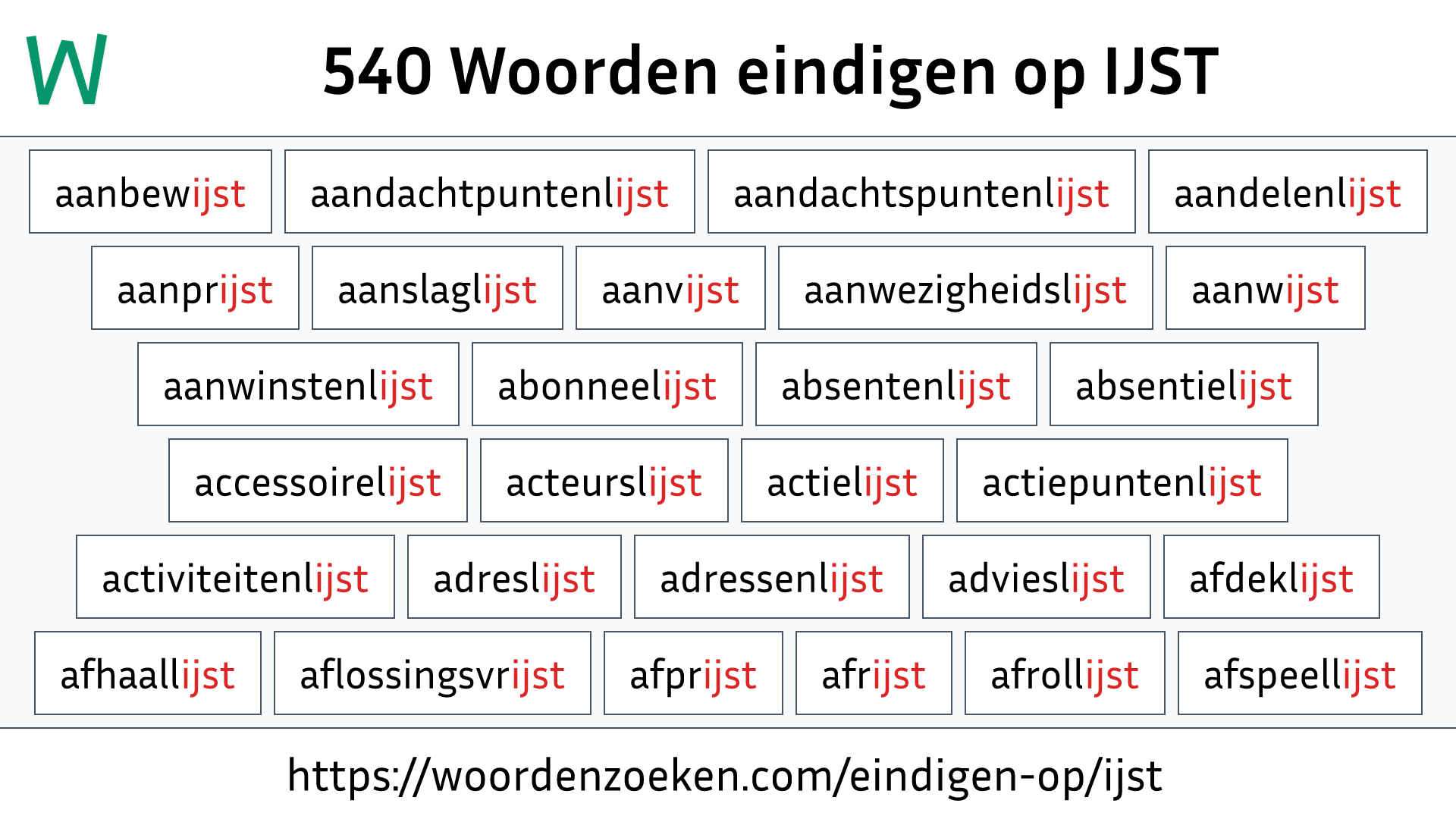 Woorden eindigen op IJST