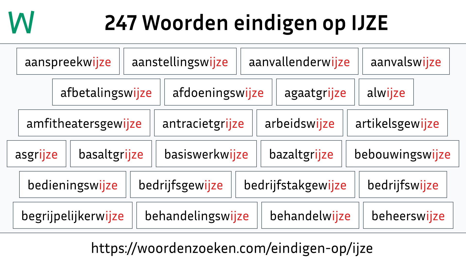 Woorden eindigen op IJZE