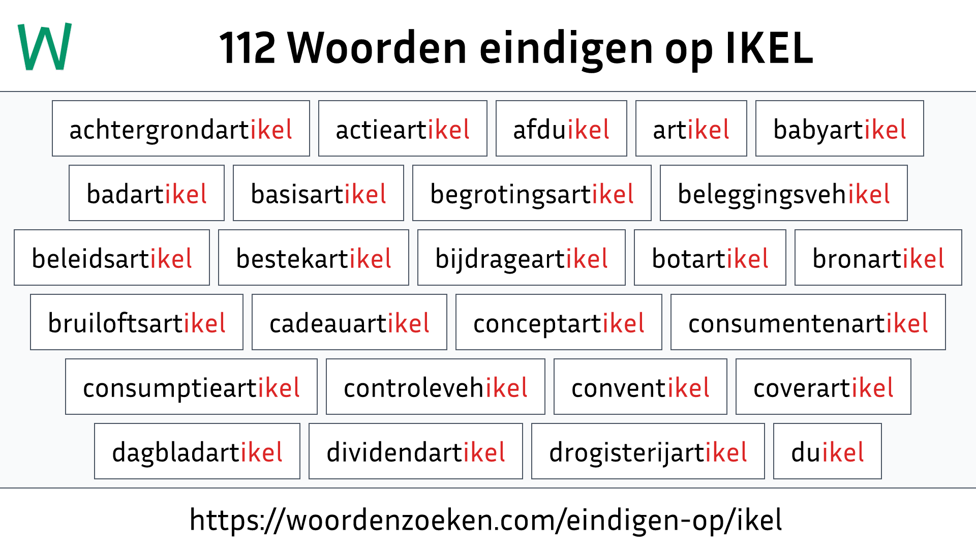 Woorden eindigen op IKEL