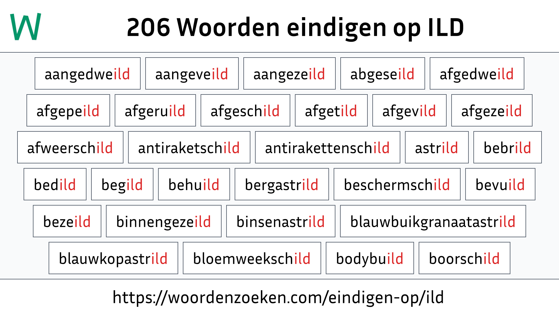 Woorden eindigen op ILD