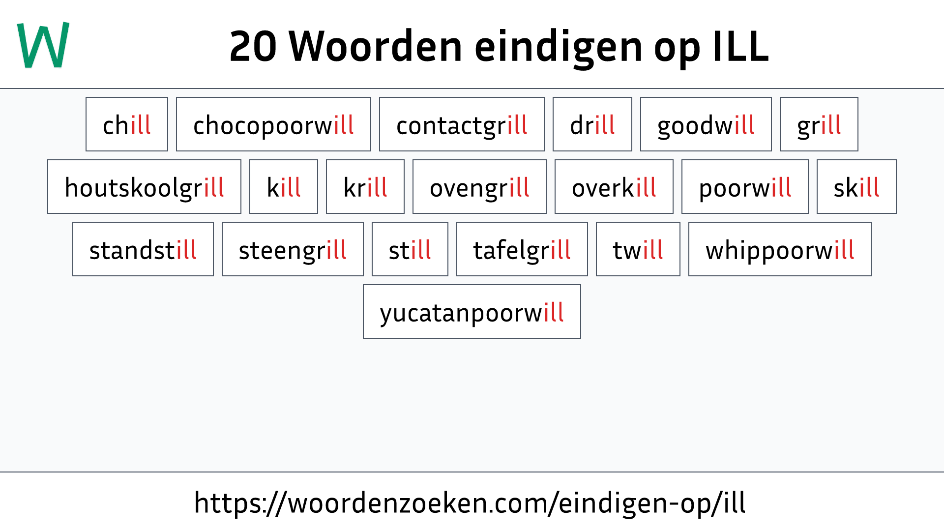 Woorden eindigen op ILL