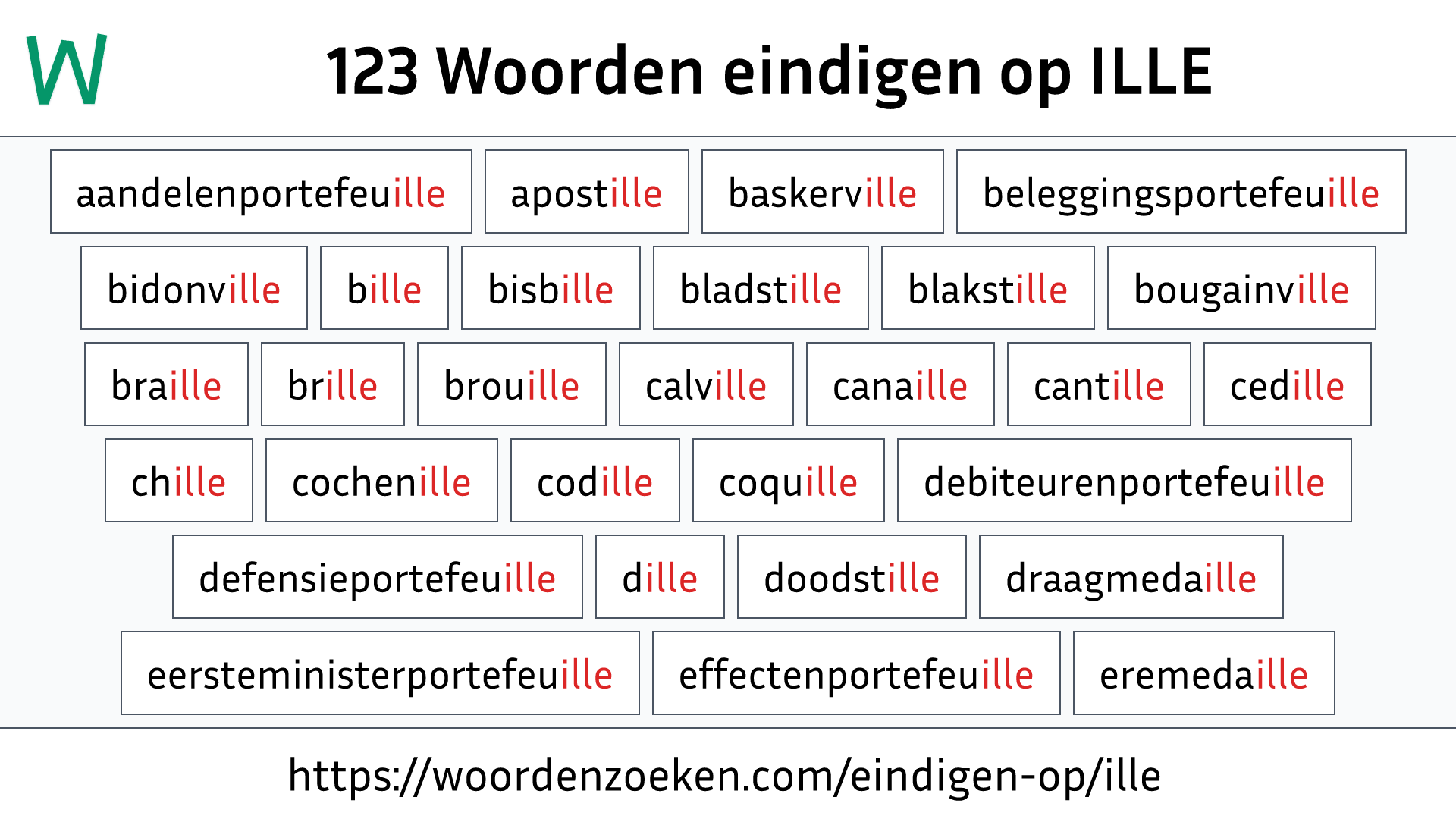 Woorden eindigen op ILLE