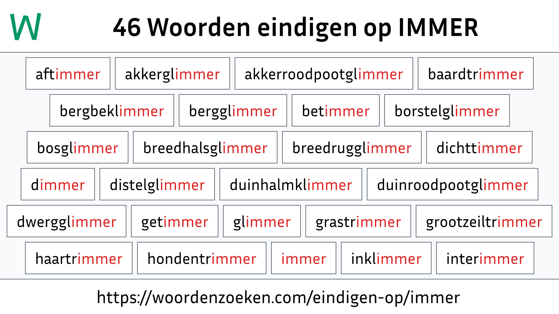 Woorden eindigen op IMMER