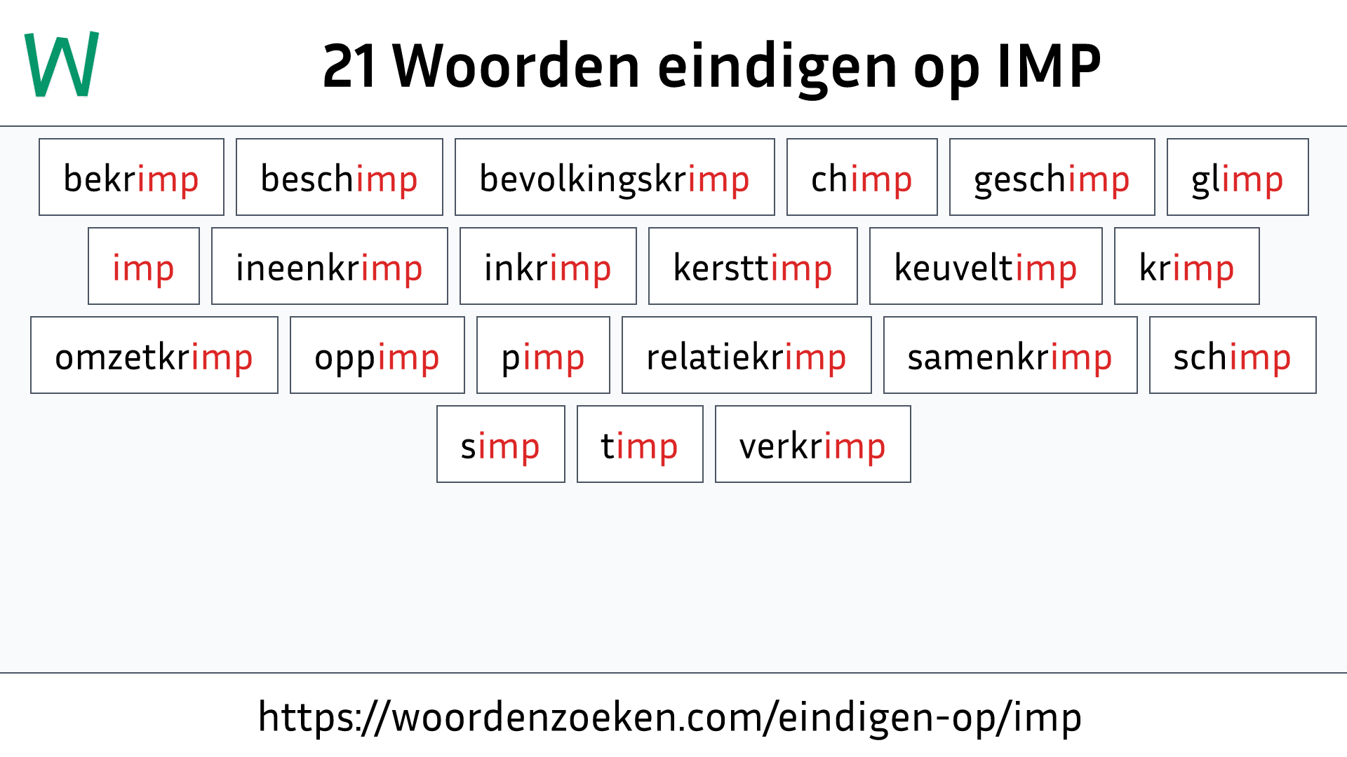 Woorden eindigen op IMP