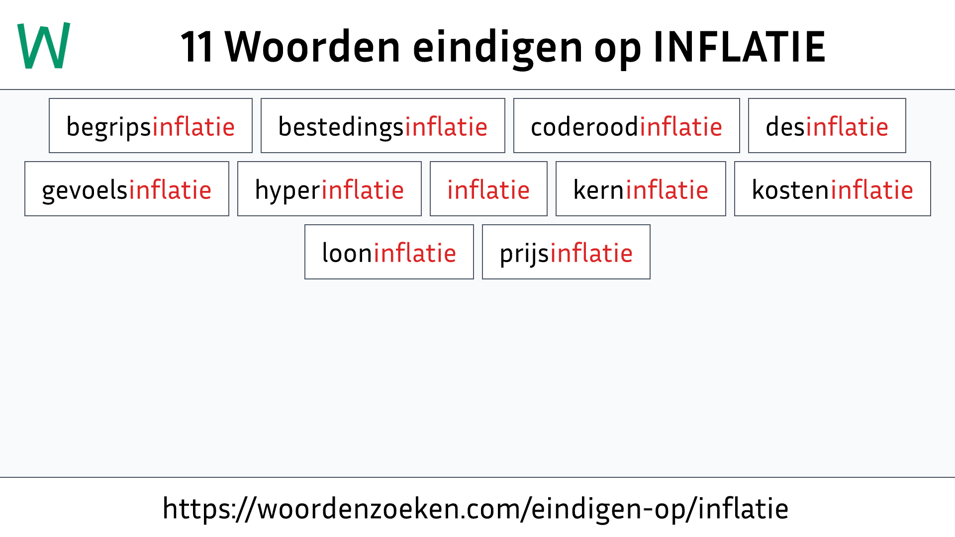 Woorden eindigen op INFLATIE