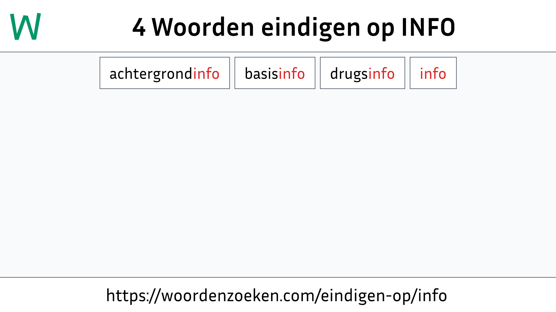 Woorden eindigen op INFO