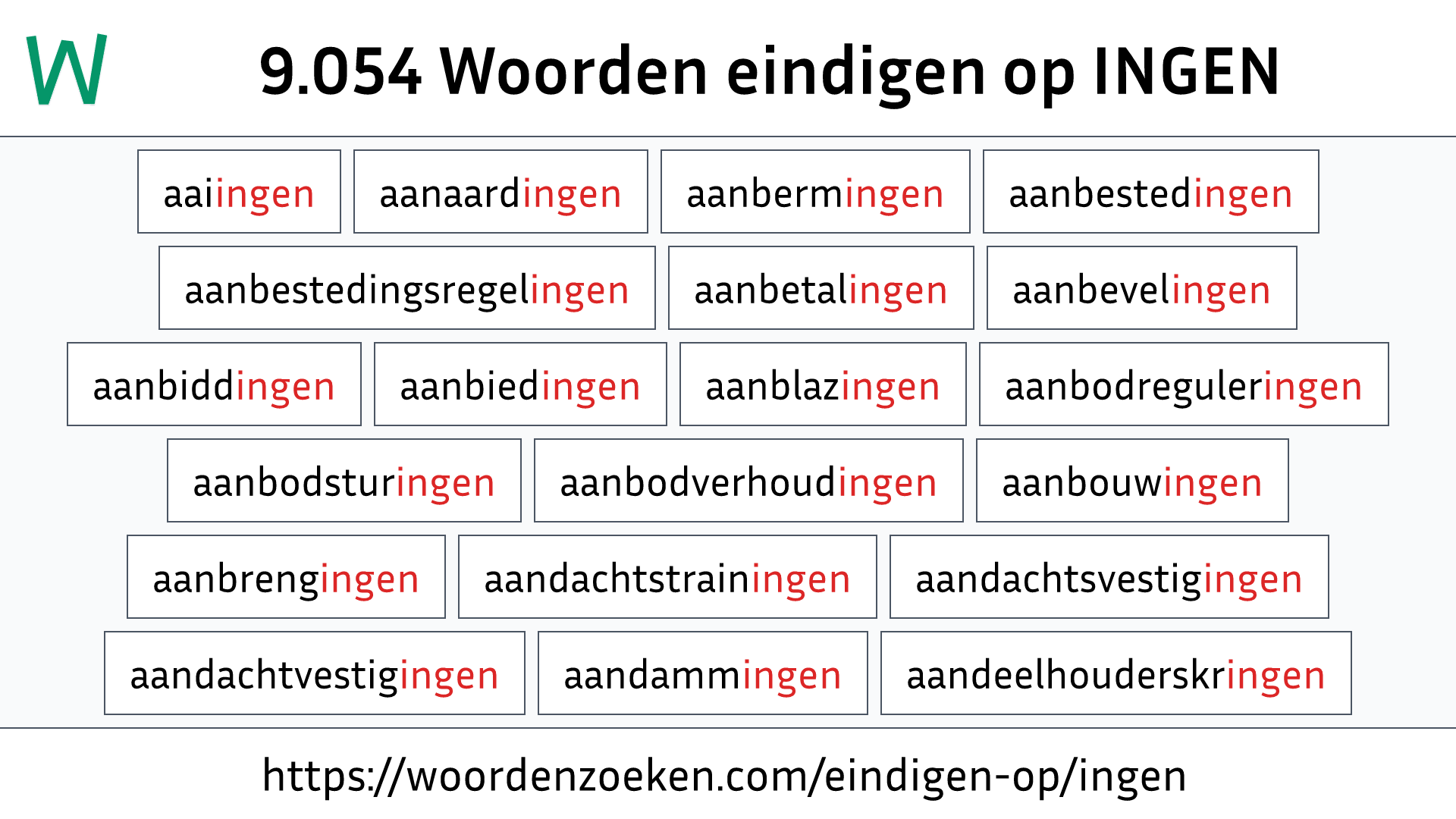 Woorden eindigen op INGEN