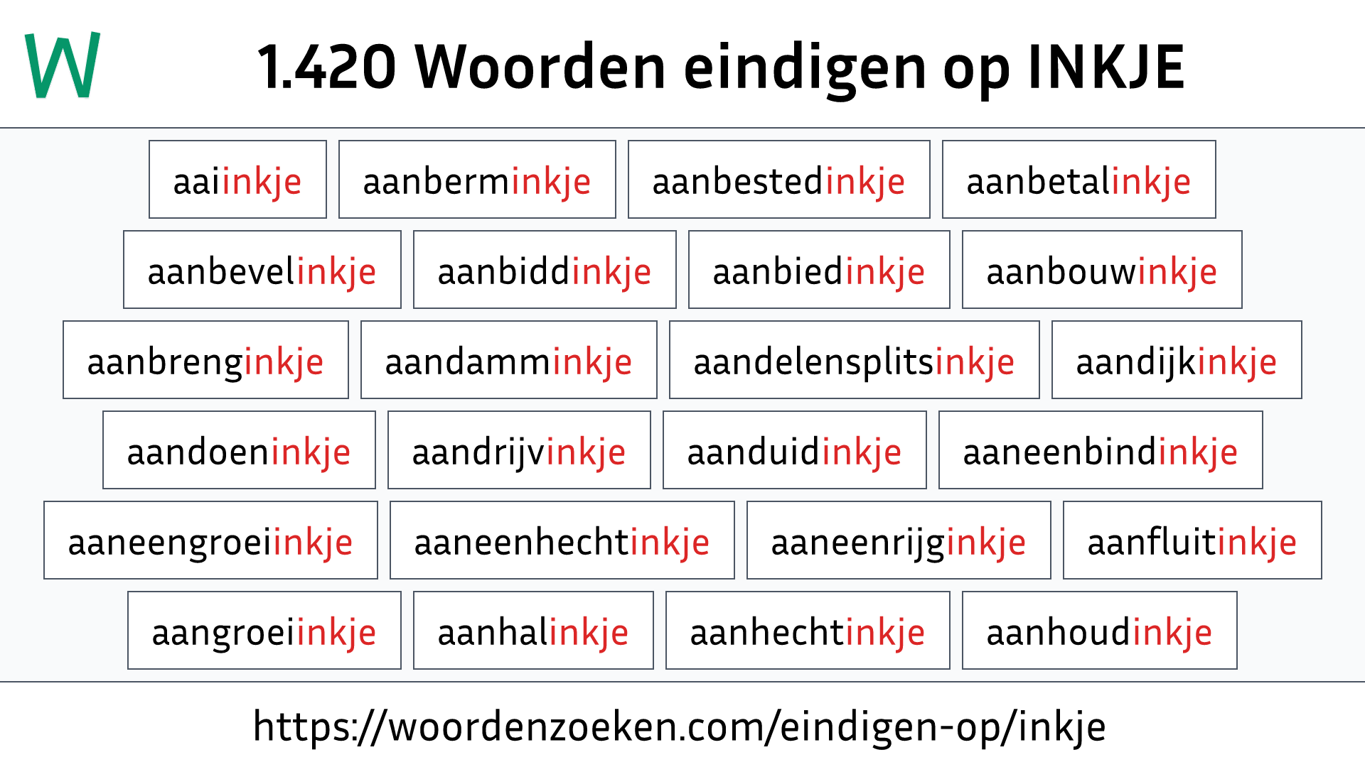 Woorden eindigen op INKJE