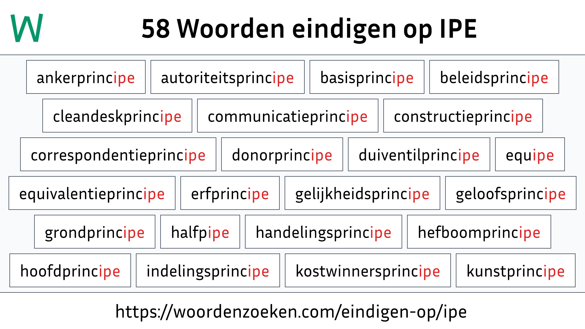 Woorden eindigen op IPE