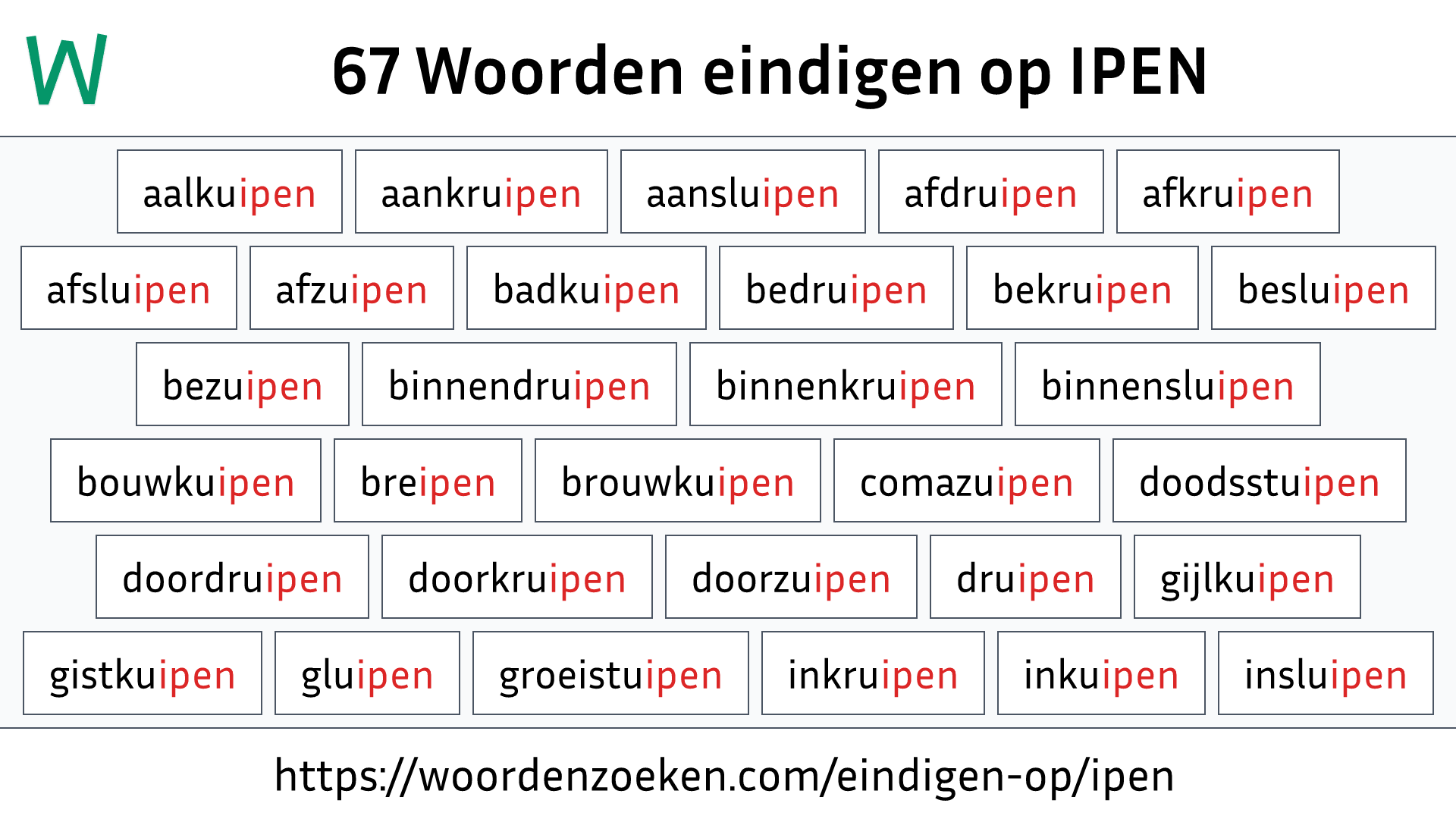 Woorden eindigen op IPEN