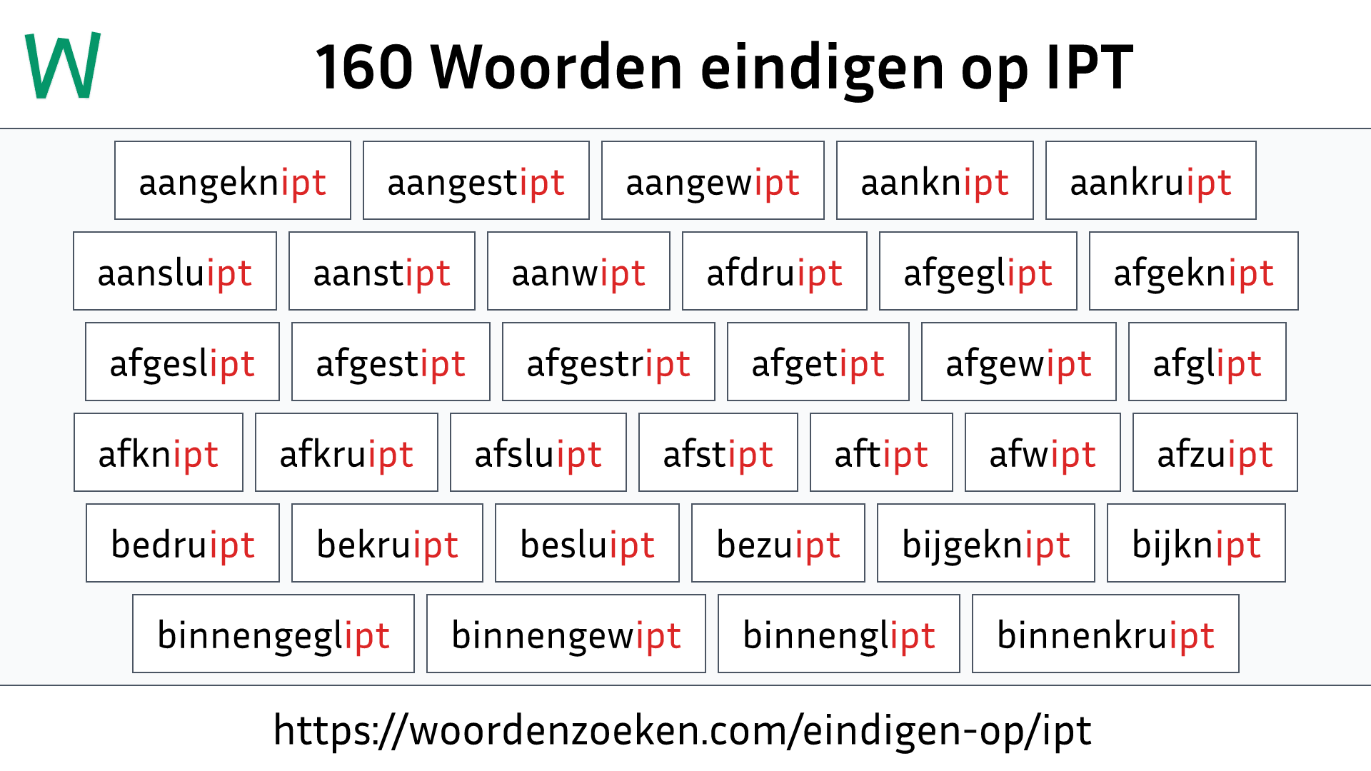 Woorden eindigen op IPT