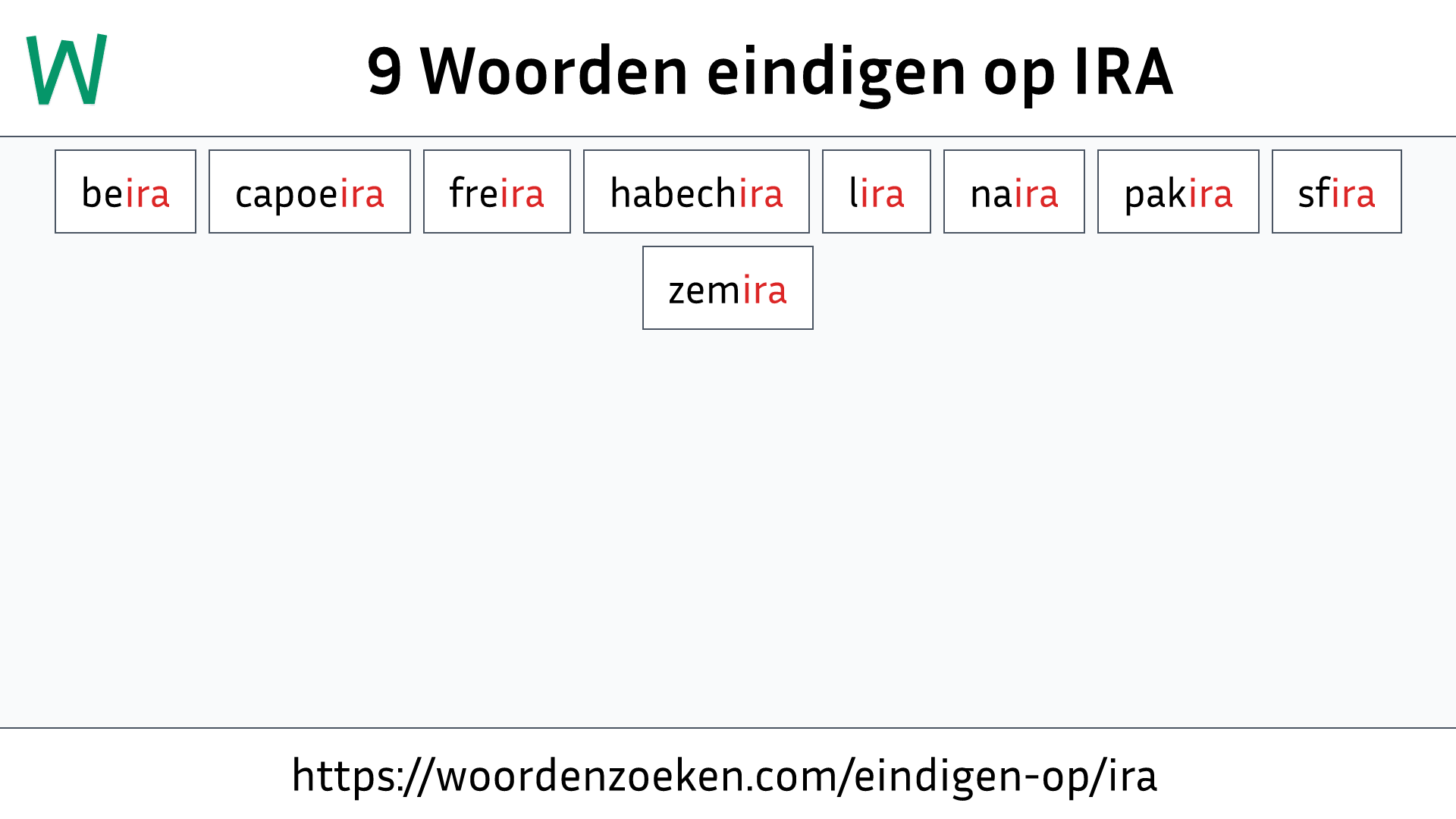 Woorden eindigen op IRA