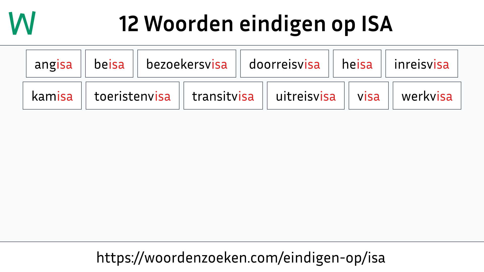 Woorden eindigen op ISA