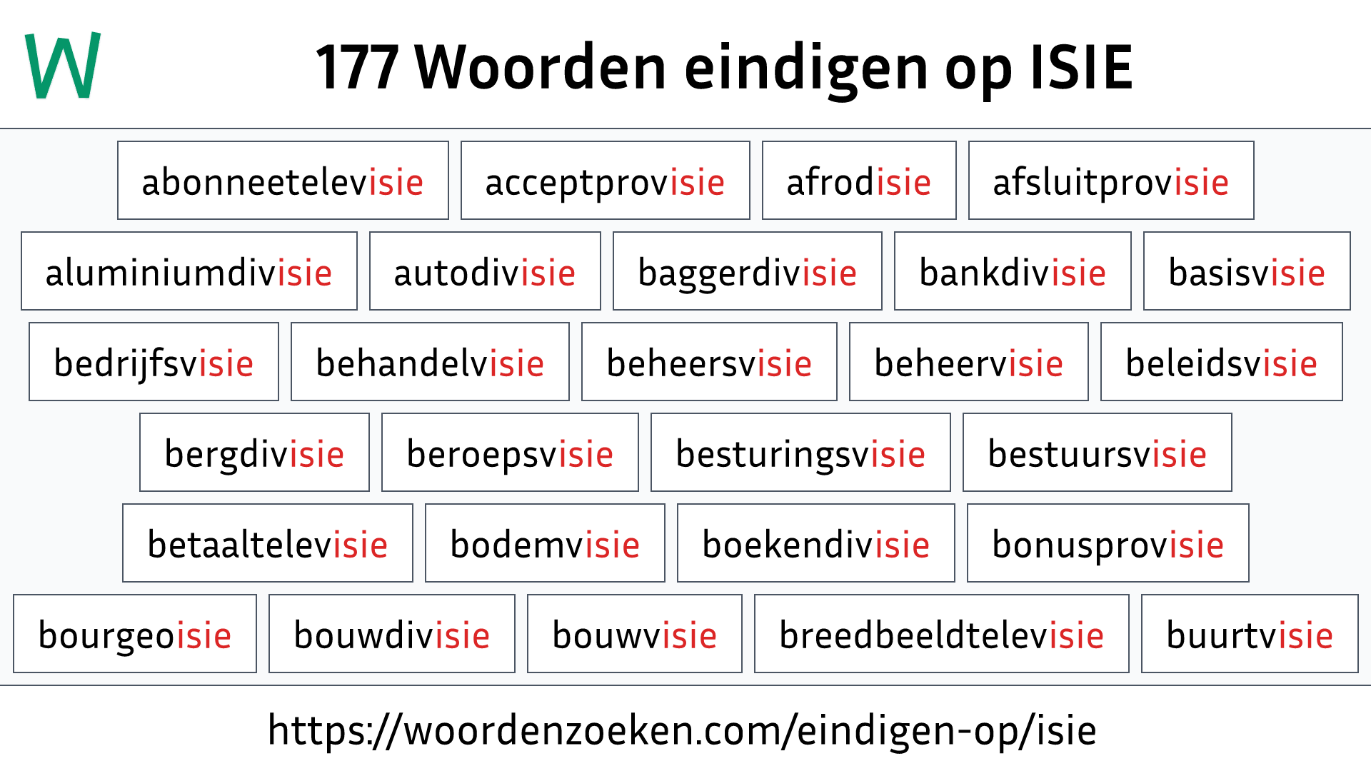 Woorden eindigen op ISIE