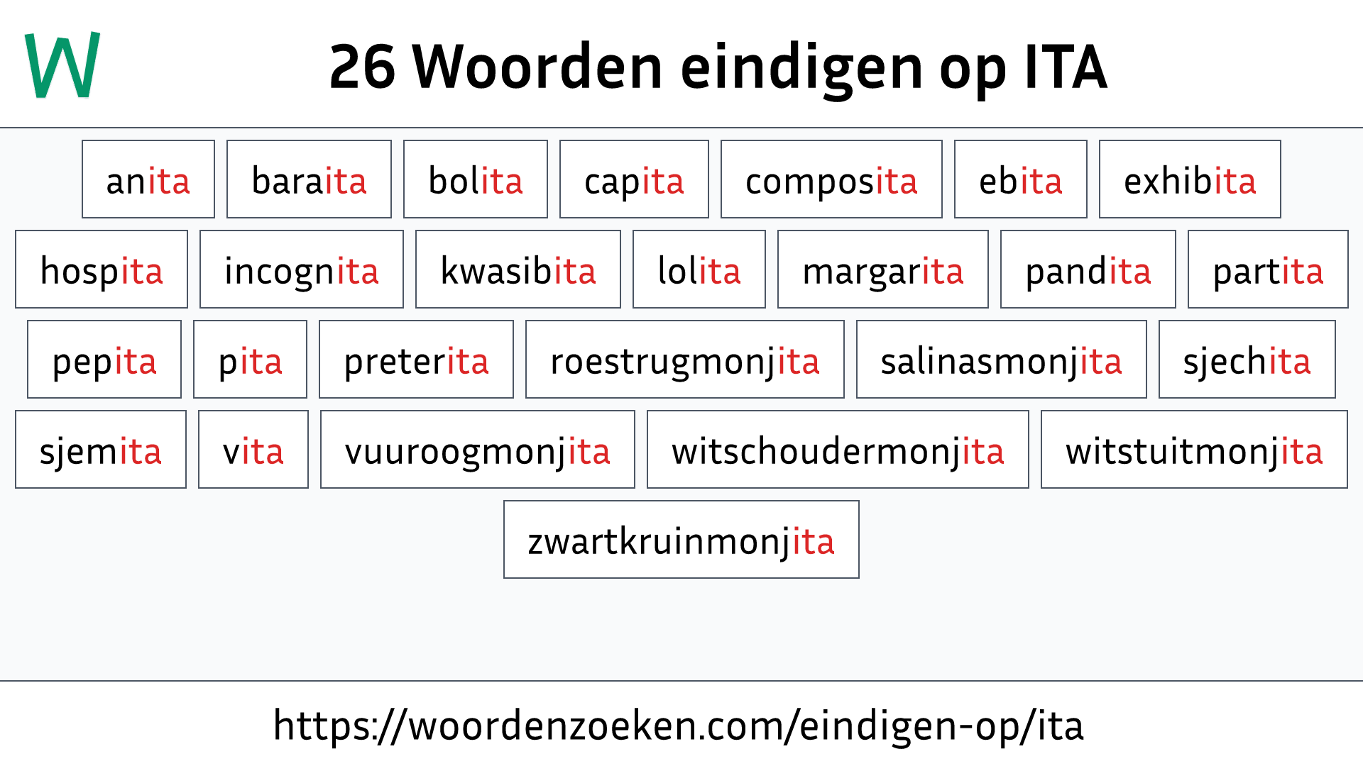 Woorden eindigen op ITA