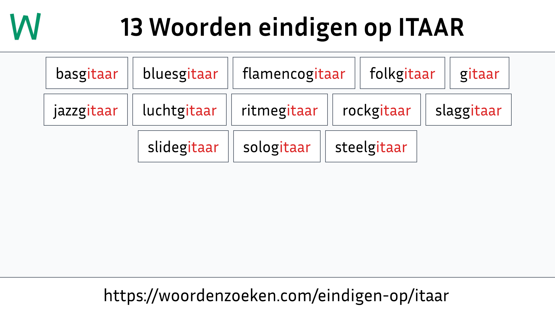 Woorden eindigen op ITAAR