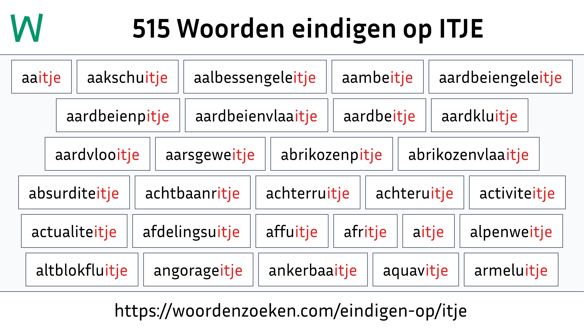 Woorden eindigen op ITJE