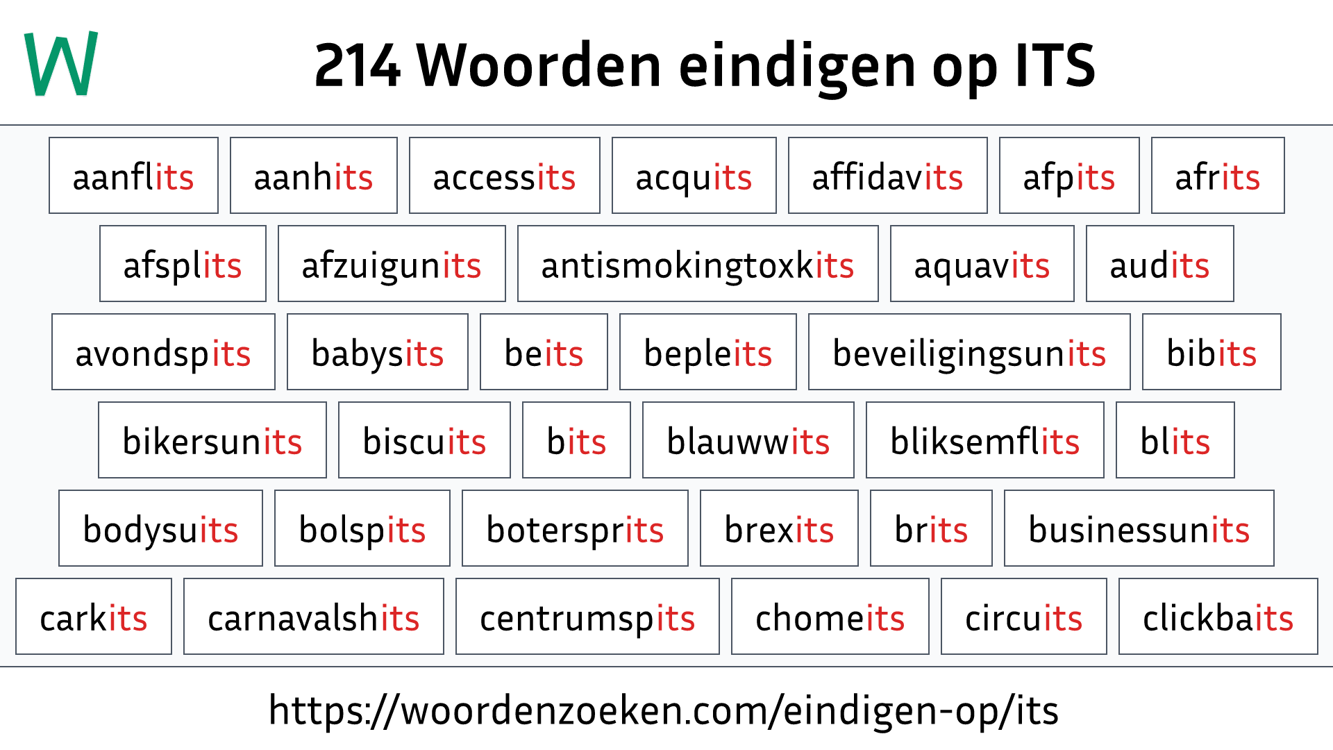 Woorden eindigen op ITS