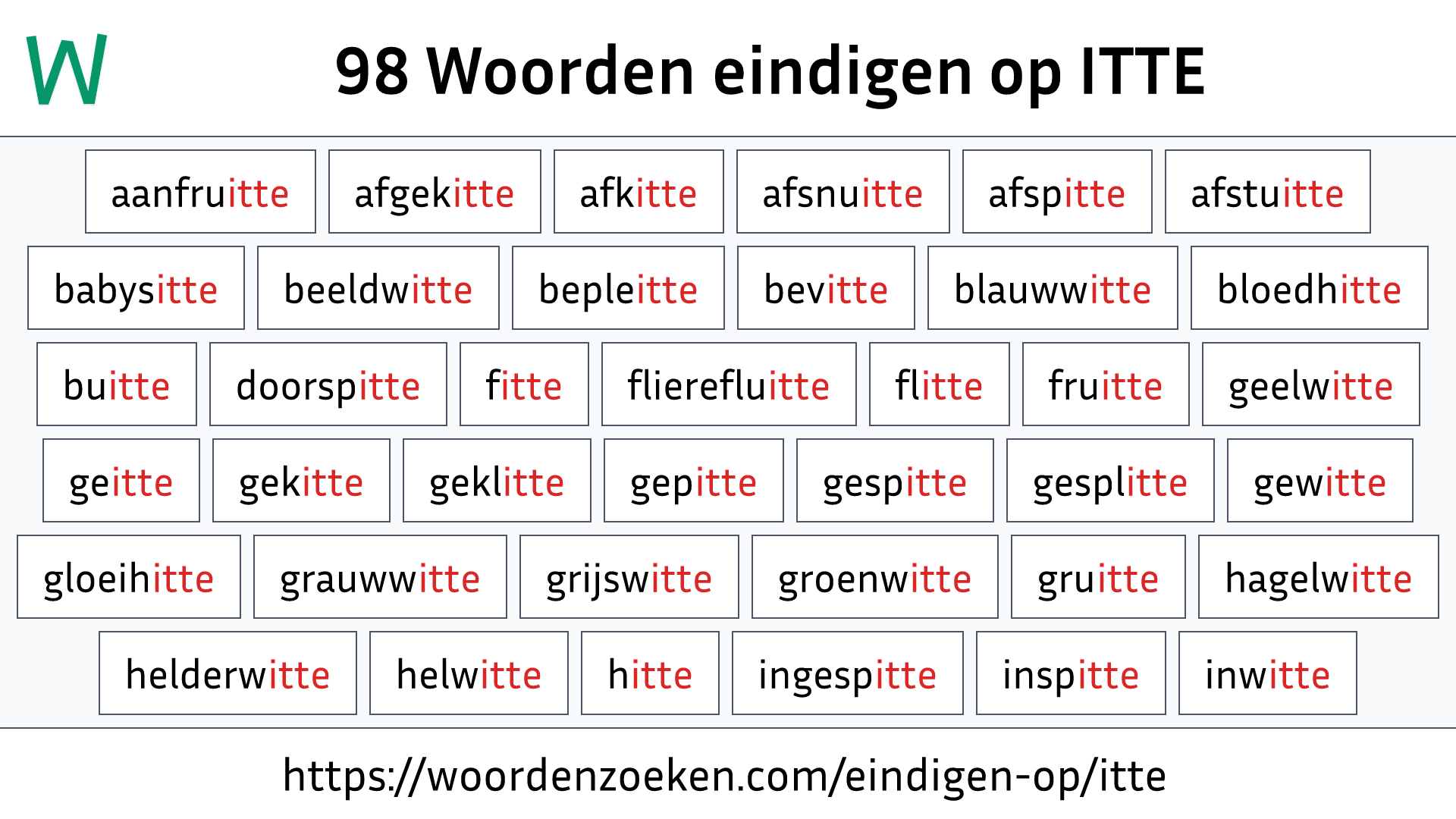 Woorden eindigen op ITTE