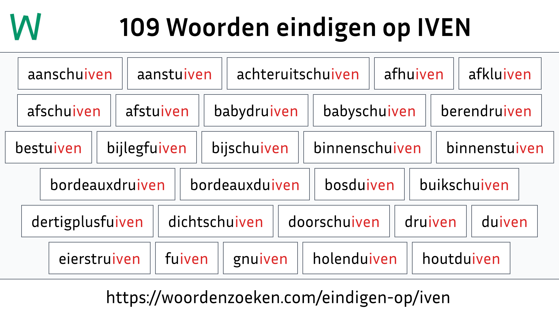 Woorden eindigen op IVEN