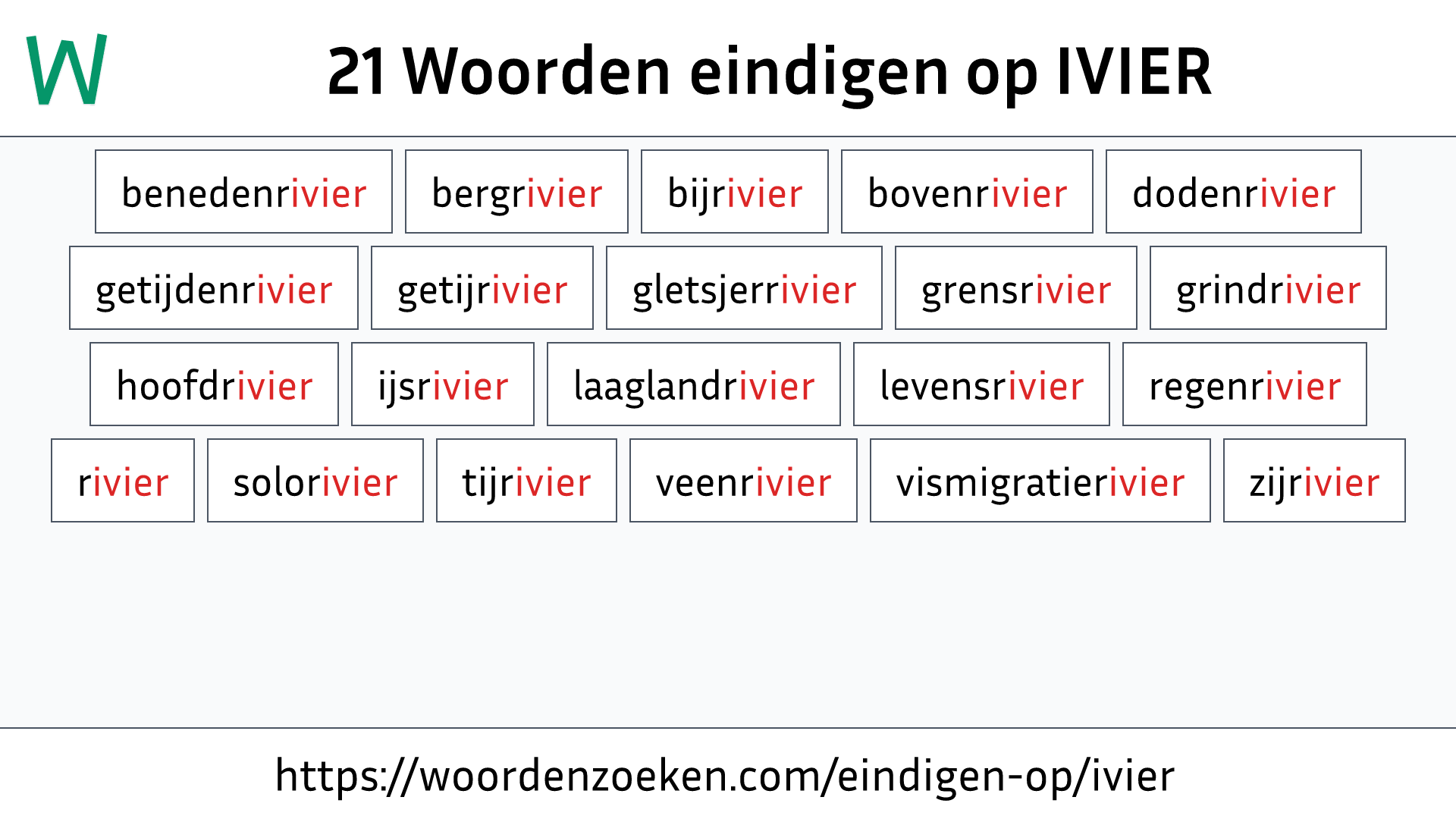 Woorden eindigen op IVIER