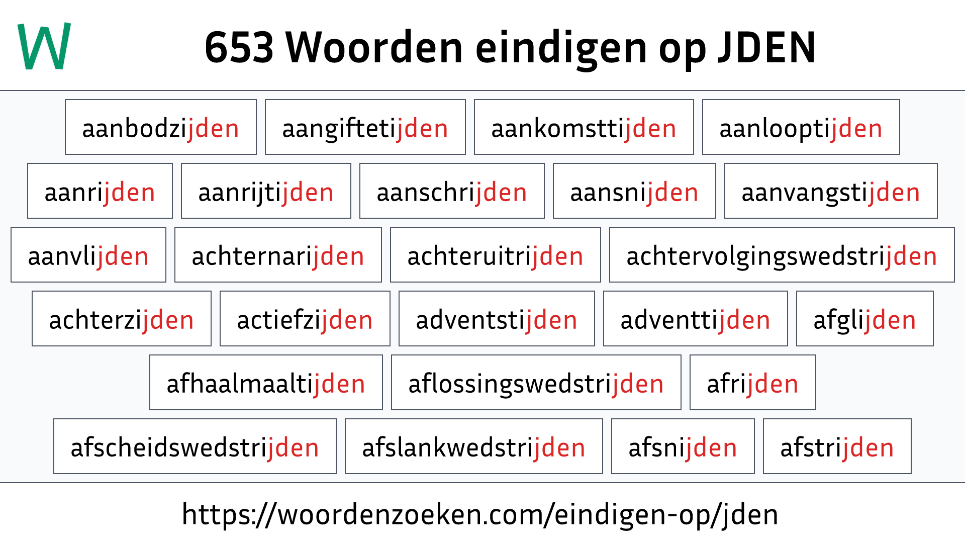 Woorden eindigen op JDEN