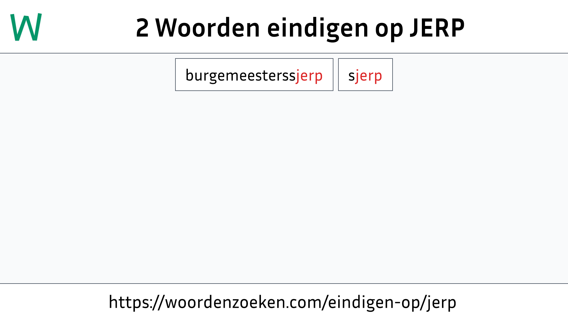 Woorden eindigen op JERP