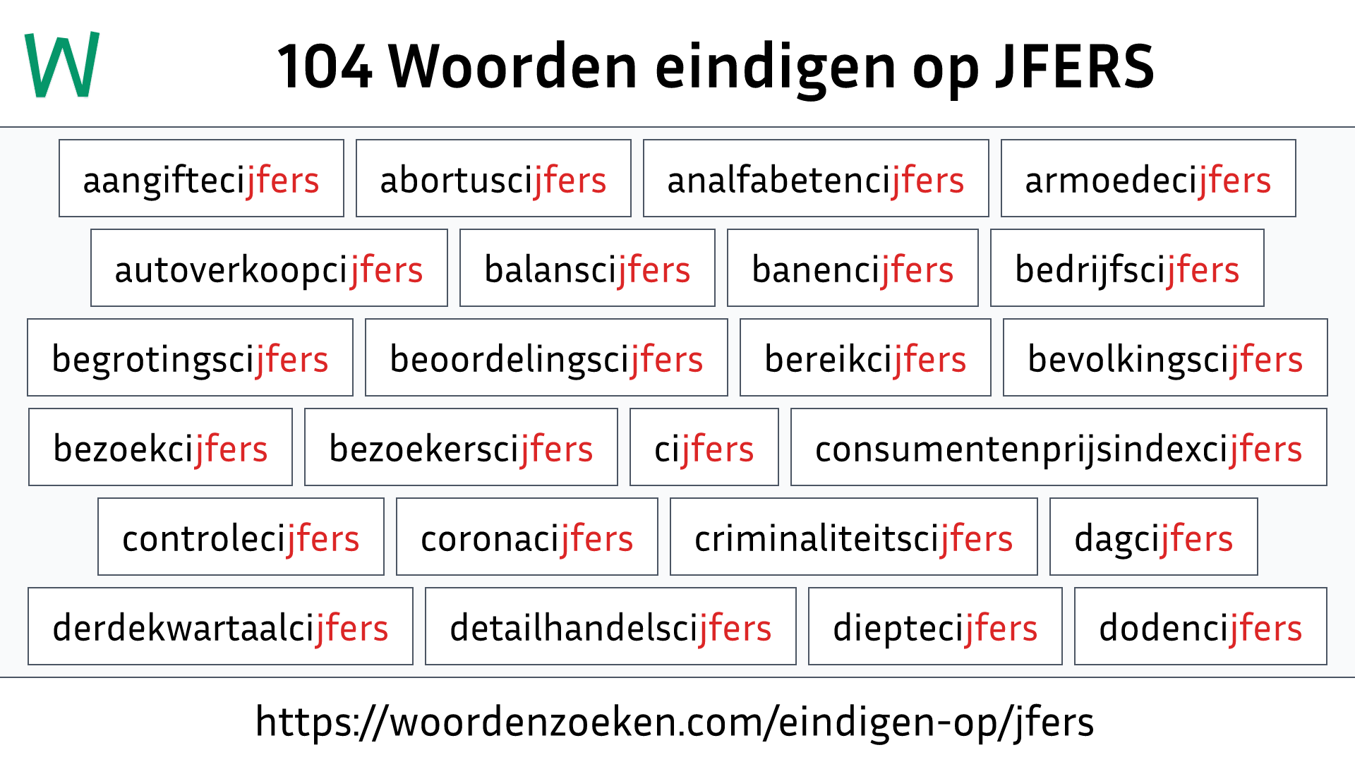 Woorden eindigen op JFERS