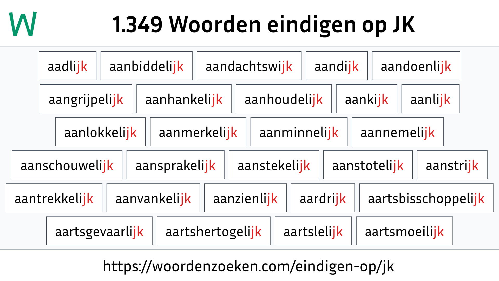 Woorden eindigen op JK
