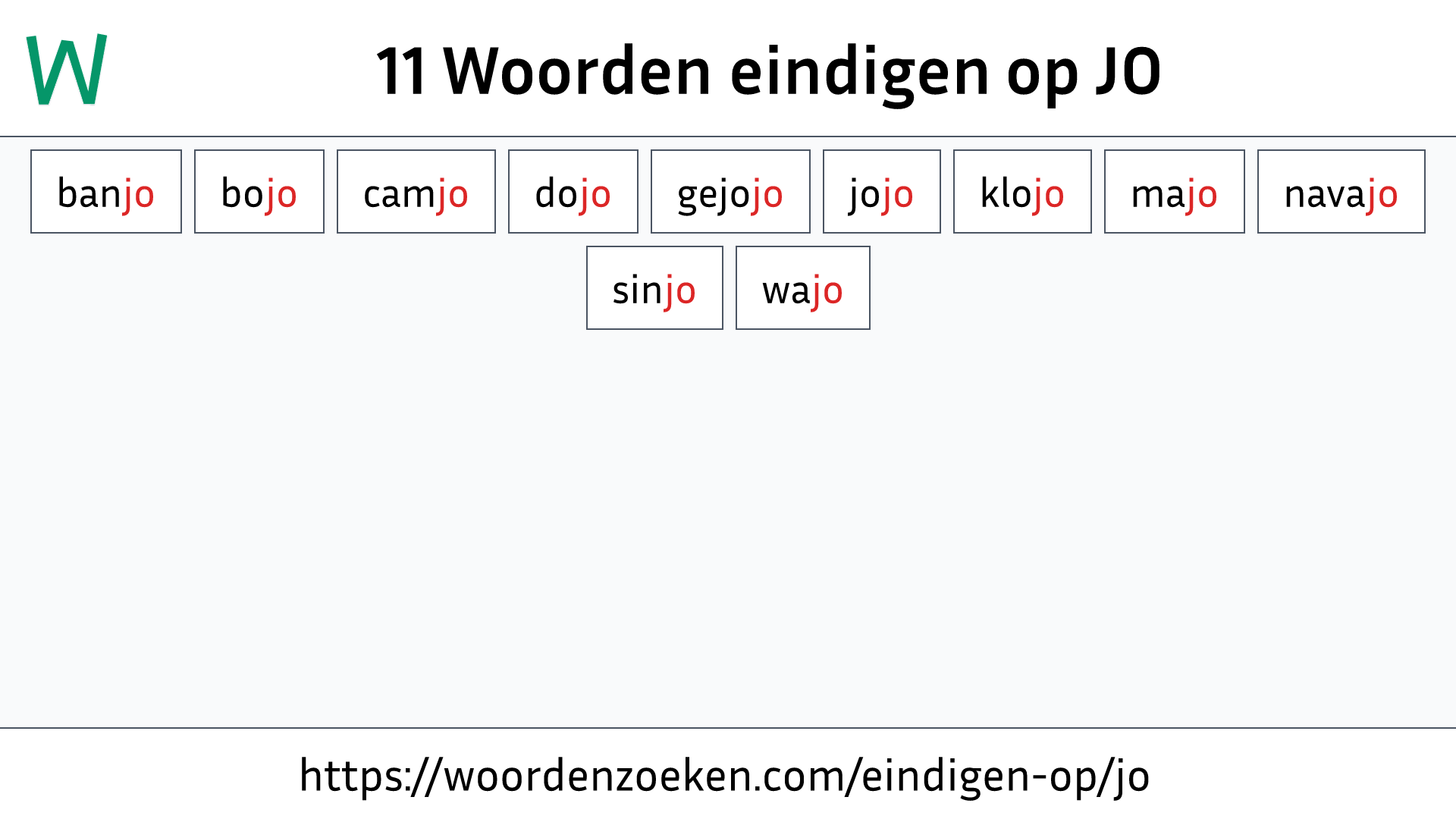 Woorden eindigen op JO