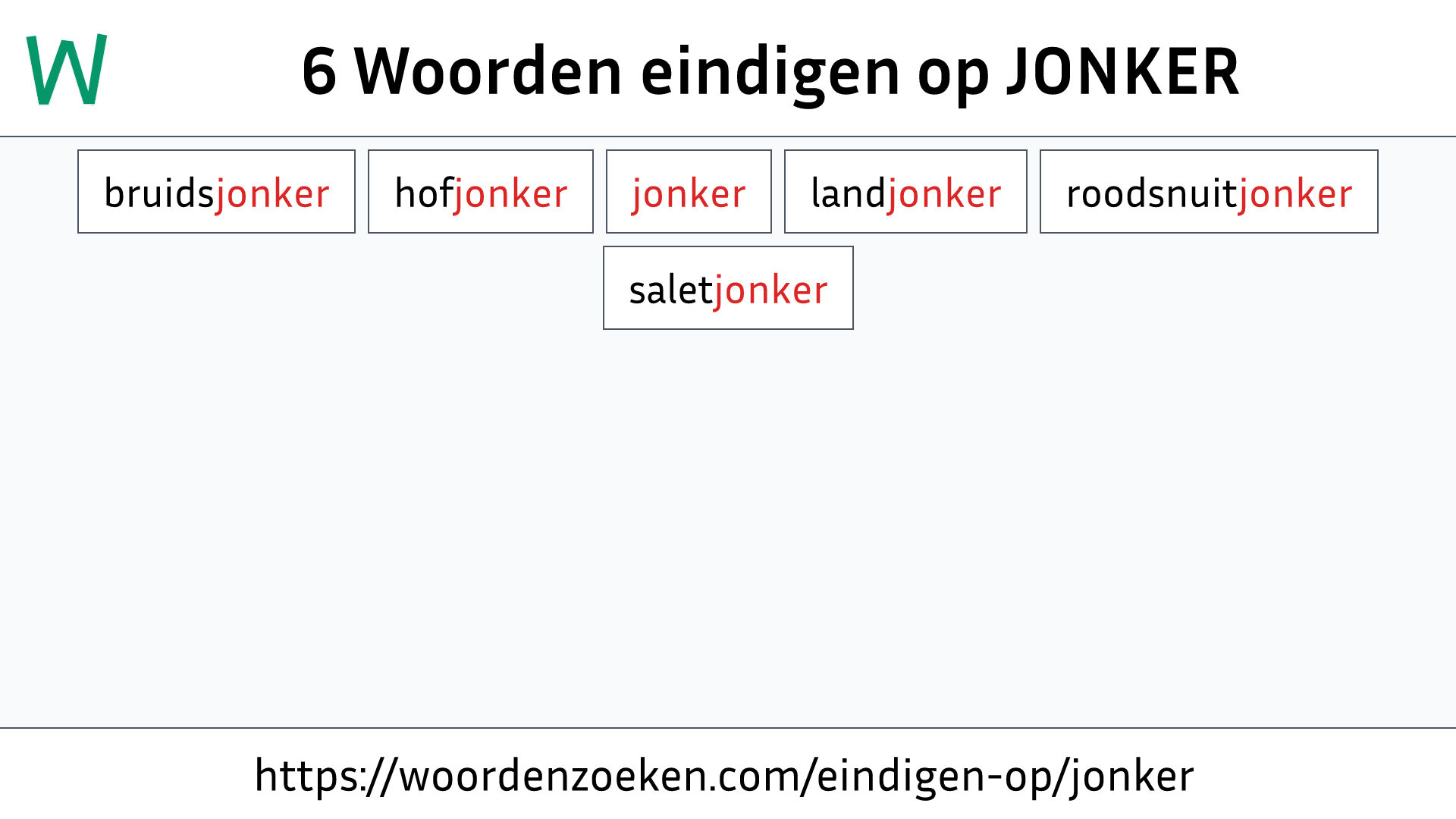 Woorden eindigen op JONKER