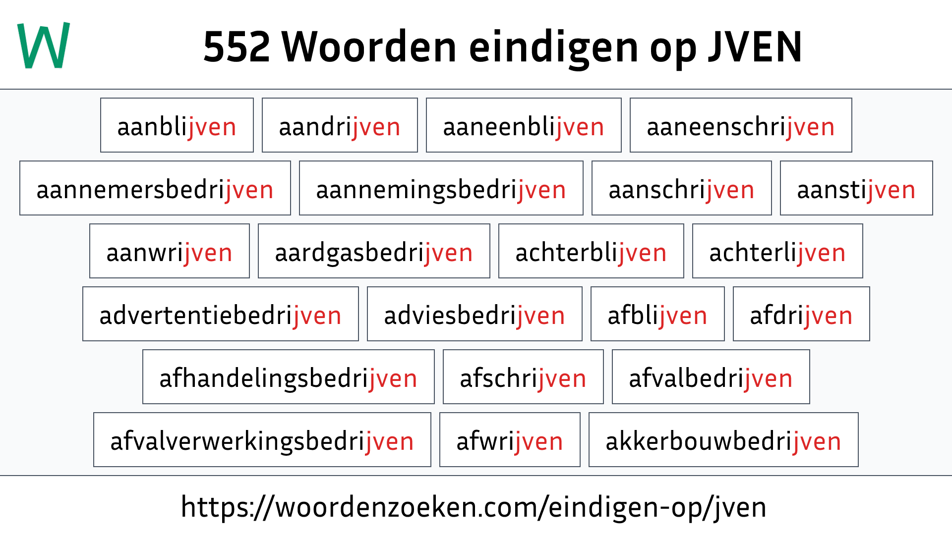 Woorden eindigen op JVEN