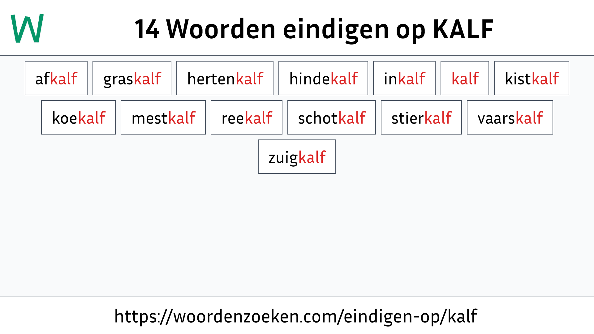 Woorden eindigen op KALF