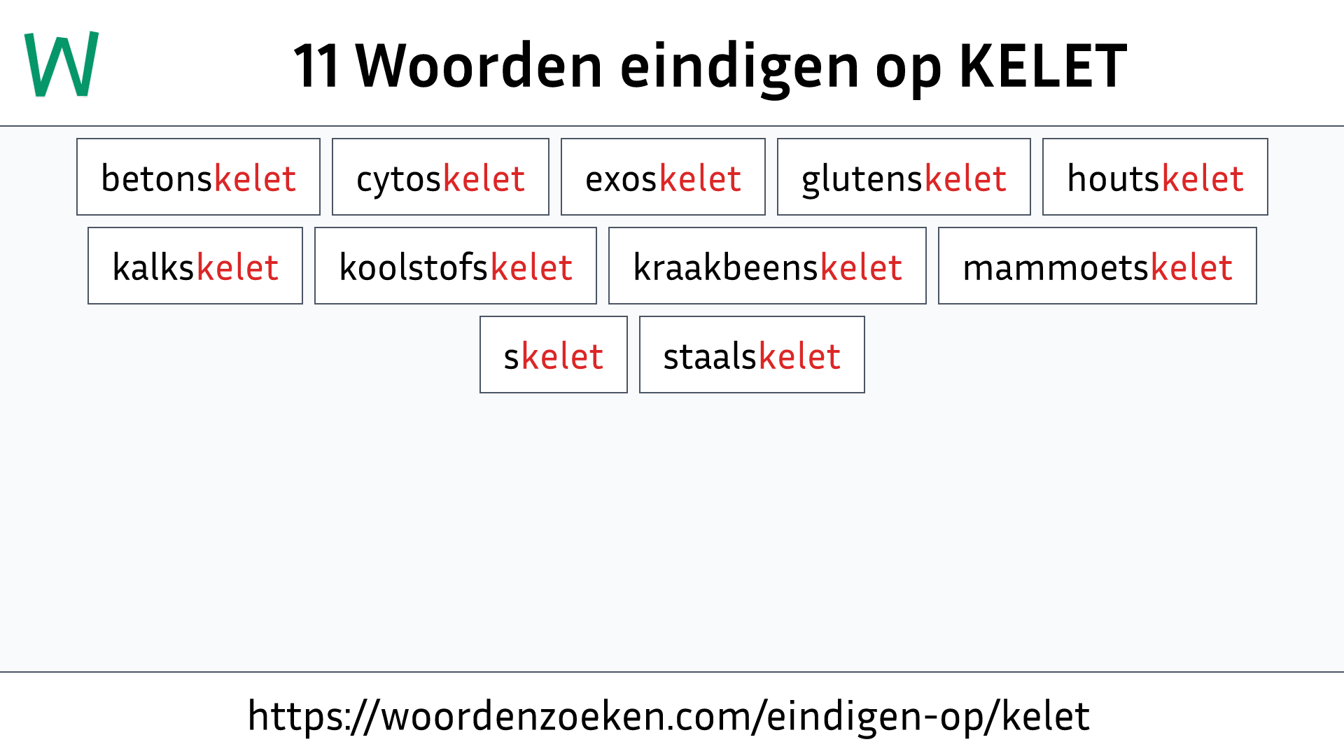 Woorden eindigen op KELET